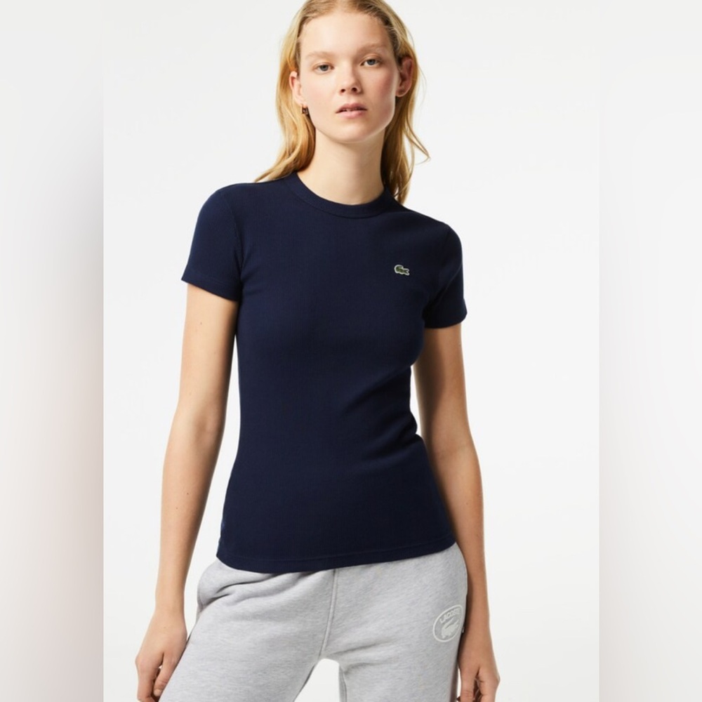 Lactose Women's Slim Fit Ribbed Cotton T-Shirt Size:38